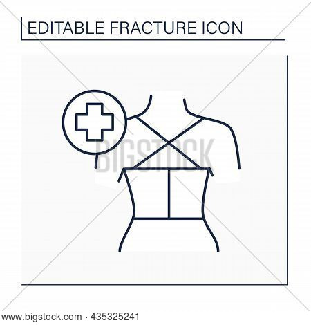 Treatment Line Icon. Wound Care Treatment. Protection Vertebrae.back Fracture. Healthcare Concept. I