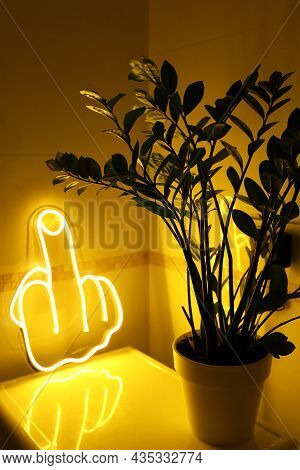 Yellow Neon Sign Fuck. Trendy Style. Neon Sign. Custom Neon.