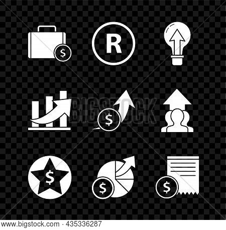Set Briefcase And Money, Registered Trademark, Light Bulb, Star Dollar, Money Diagram Graph, Paper C
