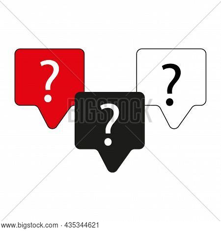 Ask Help Sign. Black, Red, White Question Mark. Chat Con. Communication Background. Vector Illustrat