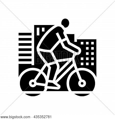 Urban Riding Bicycle Glyph Icon Vector. Urban Riding Bicycle Sign. Isolated Contour Symbol Black Ill