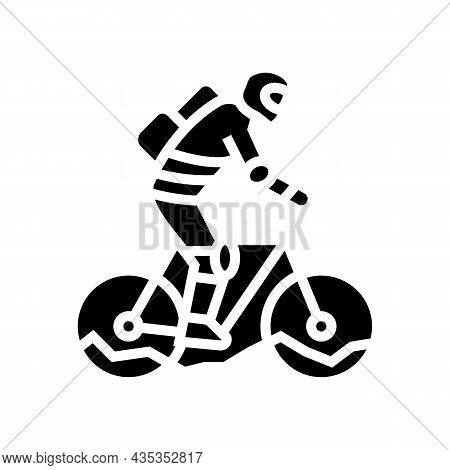 Mountain Riding Bike Glyph Icon Vector. Mountain Riding Bike Sign. Isolated Contour Symbol Black Ill