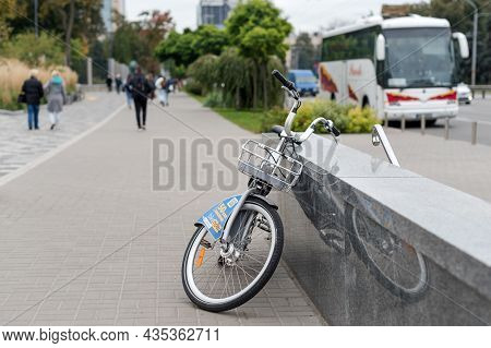 Kyiv, Ukraine - September 30, 2021: Rental Bicycle Of Company Bike Now. Ukrainian Bike Rental On Spe