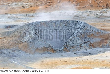 Boiling Mudpool In Hverir, Namafjall In Northern Iceland