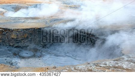Boiling Mudpool In Hverir, Namafjall In Northern Iceland