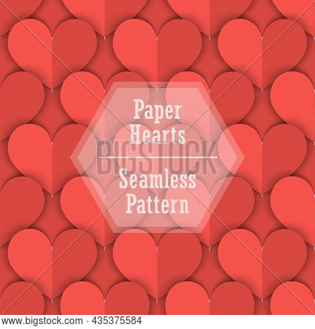 Seamless Pattern Of Red Tint Paper Hearts