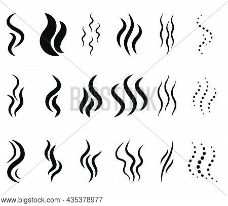 Vapour Icon. Odour Symbol. Aroma Steam Wave.  Vector Illustration Set Isolated On White.