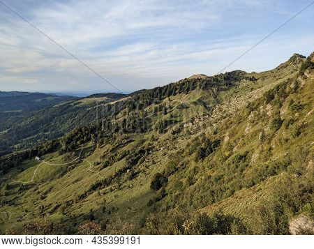 Autumn Mood On A Rural Alp In The Canton Of St.gallen. Hike To The Mountain Speer Above Amden. Nice 