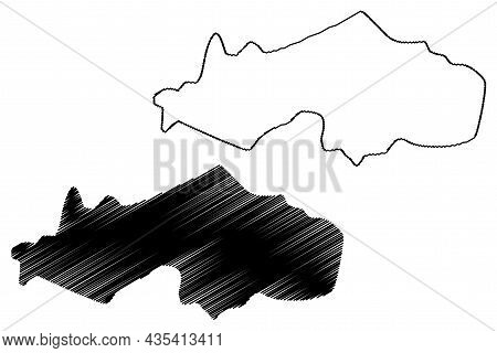 Kamrup Metropolitan District (assam State, Republic Of India) Map Vector Illustration, Scribble Sket