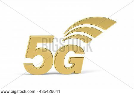 Golden 3d 5g Icon Isolated On White Background - 3d Render