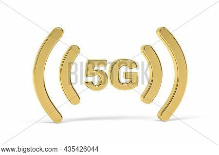 Golden 3d 5g Icon Isolated On White Background - 3d Render