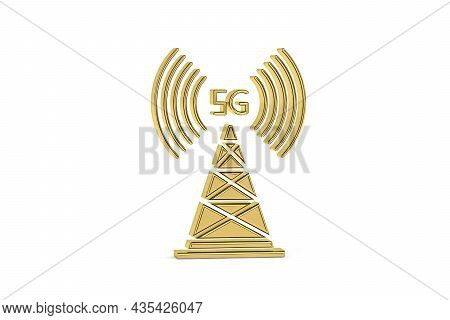 Golden 3d 5g Icon Isolated On White Background - 3d Render