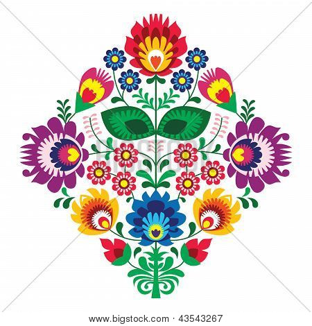 Popular bordado con flores - tradicionales Polaco patrón