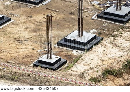 Monolithic Reinforced Concrete Foundations For The Construction Of A Residential Building. Grillage 