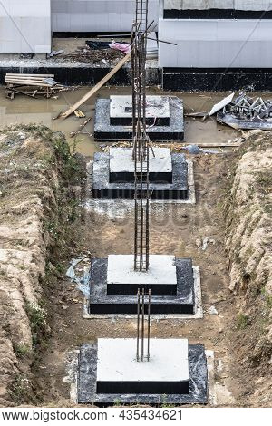 Monolithic Reinforced Concrete Foundations For The Construction Of A Residential Building. Grillage 