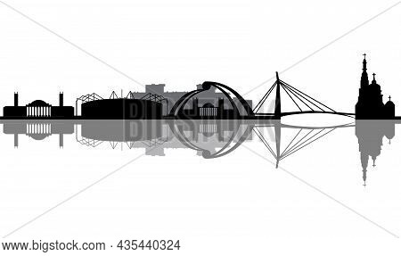 Kharkiv Skyline Or Charkov City Skyline Illustration In Black And White