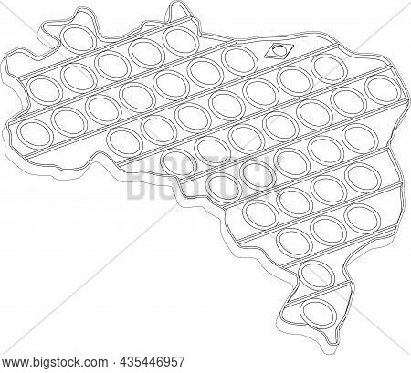 Pop It, Simple Dimple. Black White Anti-stress Brazil Contur. 3d