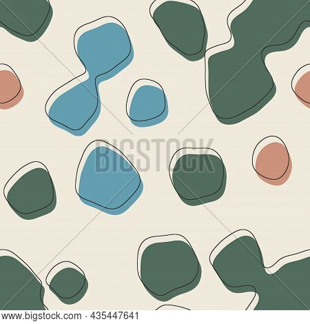 Seamless Abstract Organic Blog Shapes In Various Colors With Offset Outline Surface Pattern Design F
