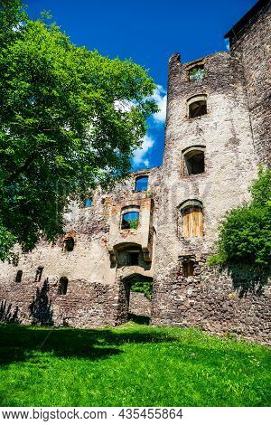 Swiny, Poland - August 08, 2021. Ruin Of Swiny Castle In Poland In Summer
