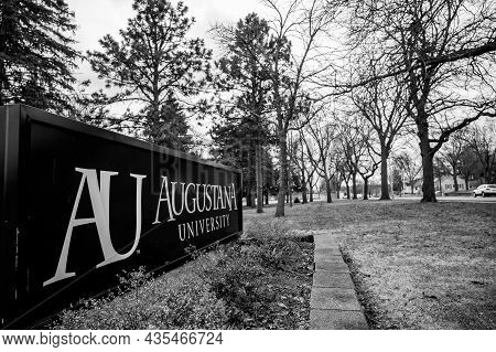 Sioux Falls, South Dakota, Usa - 7.2021: Entrance Sign To Augustana University, A Private Lutheran C