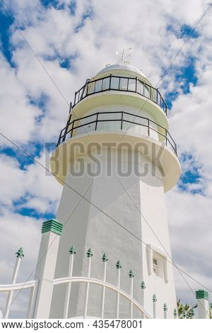 White Lighthouse On The East Coast Of South Korea.