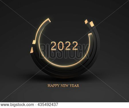 Abstract Illustration Of A Geometric Figure With The Number 2022 And A Happy New Year Greeting. Eleg