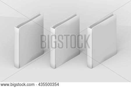 Blan Book Cover Mock Up With Empty Space In Isometric. 3d Illustration. Template For Brochures Or Ma
