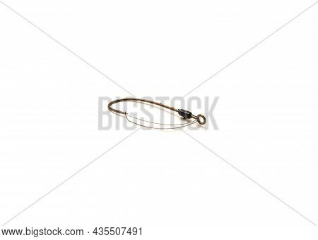 Single Stainless Weedguard Baitholder Hook With Long Shank Bronze Finish Fishing Tackle Isolated On 