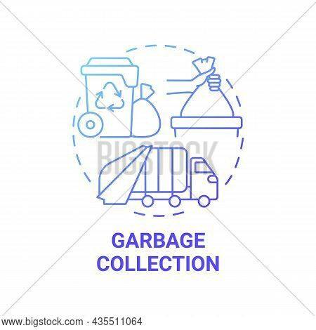 Garbage Collection Blue Gradient Concept Icon. Waste Management Process Abstract Idea Thin Line Illu