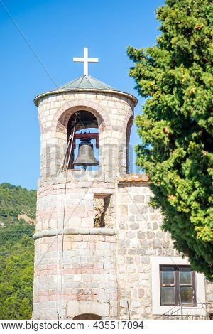 Podostrog, Budva, Montenegro - September 23, 2021: Territory Of Monastery Podmaine Or Podostrog, Bud