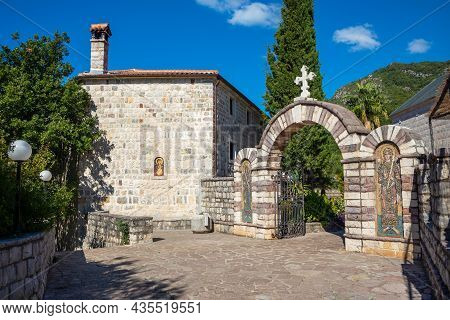 Podostrog, Budva, Montenegro - September 23, 2021: Territory Of Monastery Podmaine Or Podostrog, Bud