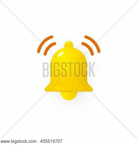 3d Bell Icon, Infographic And Interface Element For Notification And Subscribtion Button, Sound Sign