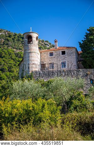 Podostrog, Budva, Montenegro - September 23, 2021: Territory Of Monastery Podmaine Or Podostrog, Bud