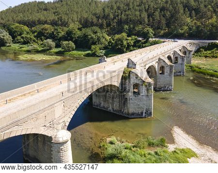 Aerial View Of Nineteenth-century Bridge Over The Yantra River, Known As The Kolyu Ficheto Bridge In