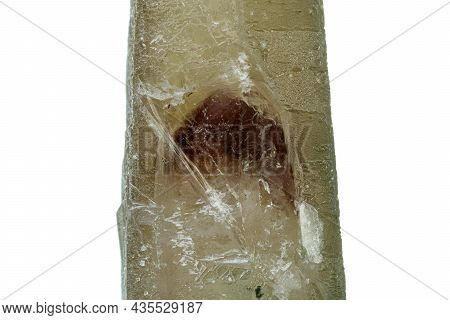 Macro Mineral Stone Prase With Amethyst Phantom On A White Background Close-up