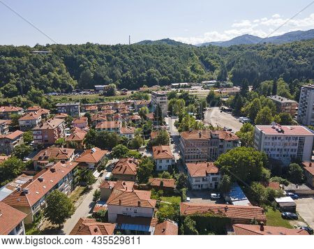 Amazing Aerial View Of Center Of Town Of Troyan, Lovech Region, Bulgaria