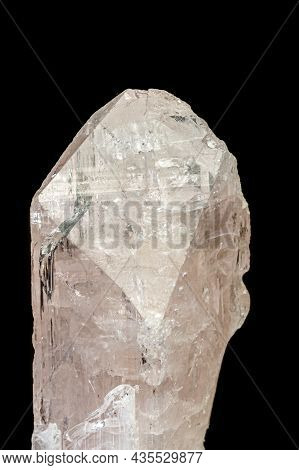 Macro Mineral Stone Danburite On A Black Background Close-up