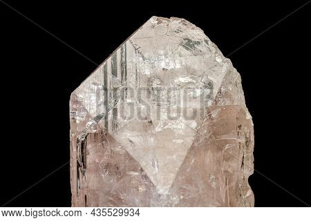 Macro Mineral Stone Danburite On A Black Background Close-up