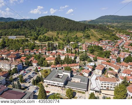 Amazing Aerial View Of Center Of Town Of Troyan, Lovech Region, Bulgaria