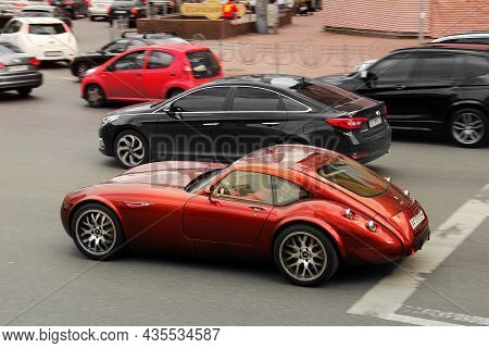 Kiev, Ukraine - June 12, 2021: Wiesmann Gt Mf4. Sports Red Exclusive Car On The Road