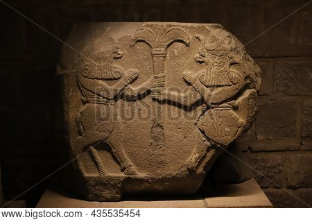 Ankara, Turkey - July 30, 2021: Old Carving In Museum Of Anatolian Civilizations, Ankara City, Turke