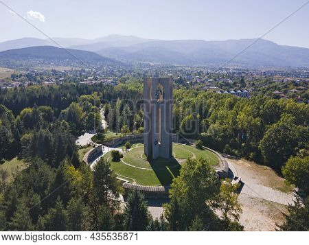 Sofia, Bulgaria - September 26, 2021: Aerial View Of Memorial Of Flag Of Peace (zname Na Mira) Inter