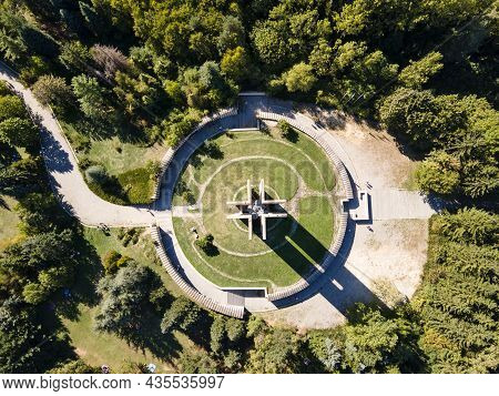 Sofia, Bulgaria - September 26, 2021: Aerial View Of Memorial Of Flag Of Peace (zname Na Mira) Inter