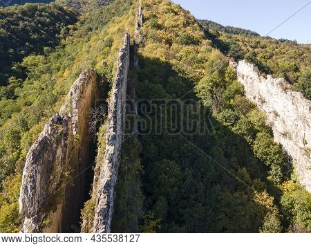 Aerial View Of Rock Formations Ritlite At Iskar River Gorge, Balkan Mountains, Bulgaria