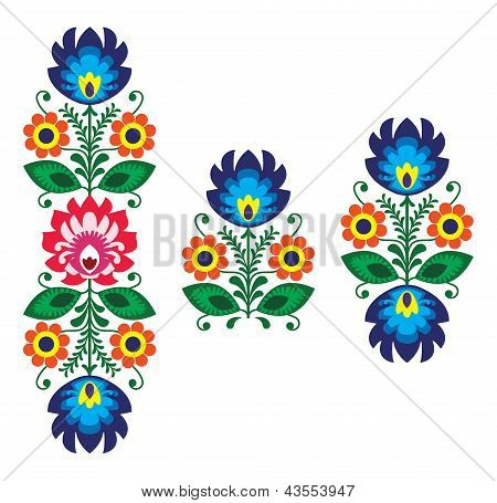 Popular bordado con flores - tradicionales Polaco patrón