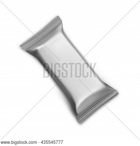 Chokolate Bar Template. Foil Snack Package Mockup. Candy Pack, Vector Wrap Illustration. Biscuit Pou