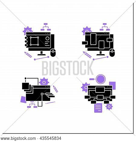 Designer Skills Glyph Icons Set. Generate Ideas.ux Design, Information Architecture, Common Design P