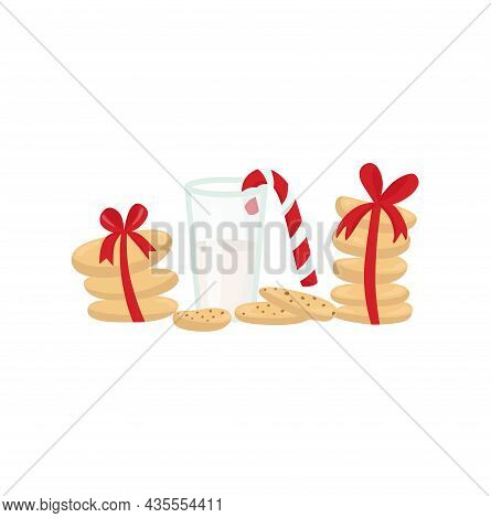 Cookies For Santa Claus Clip Art Set Christmas Illustration With Sweets. Vector Stock Illustration I
