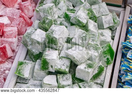 Assorted Turkish Delight Bars. Sugar Coated Soft Candy.
