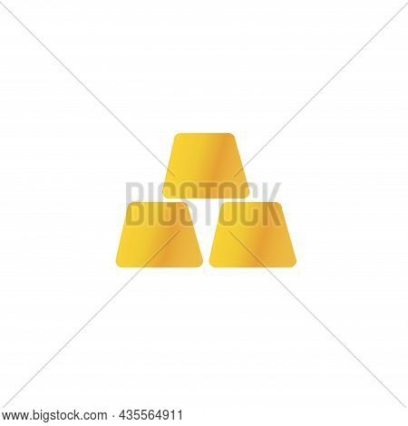 Gold Ingots Clipart On White Background. Gold Flat Icon.